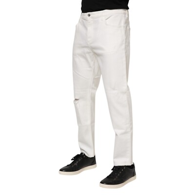 DOLCE & GABBANA Jeans White Cotton Loose Men Denim Trouser IT50