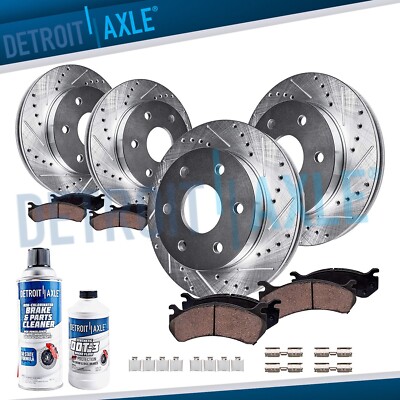 Electronic Parking Front Rear Drilled Rotors Brake Pads for 2015-2017 Ford F-150