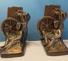 Vintage heavy brass bookends PMC 87 Huckleberry Finn Tom Sawyer Made in USA