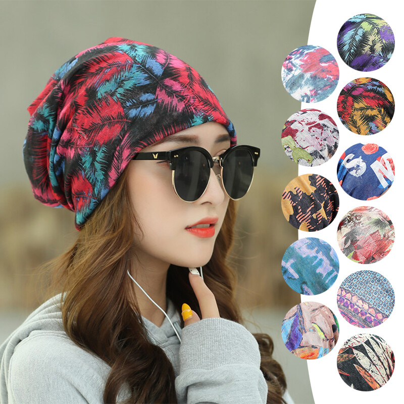 Women's Cotton Slouchy Beanie & Infinity Scarf Combo - Stretchy Headwrap For All Seasons