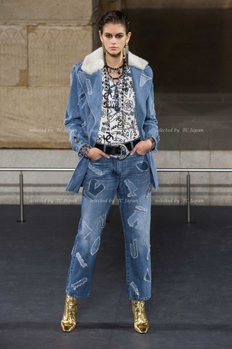 CHANEL 19PF Excellent Blue Denim Fur 