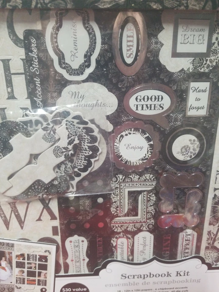 Álbum de recortes antiguo blanco y negro LOOK pegatinas de boda Foto 4 de 4