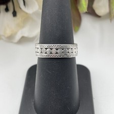 Vintage Sterling Silver Engraved 6mm Band Ring Size 7