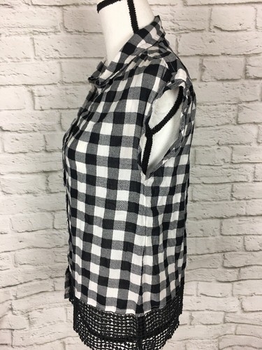 Holding Horses Nellie Gingham Lace Plaid Black White Print Anthropologie Small - Picture 9 of 11