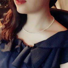 17" Exceptional AAAA Round 4-3mm Natural Akoya White Pearl Necklace 14k Gold P