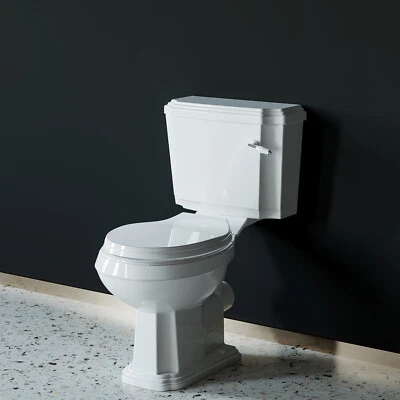 Bathroom Traditional Close Coupled Toilet Pan With Soft Close Seat Cistern WC