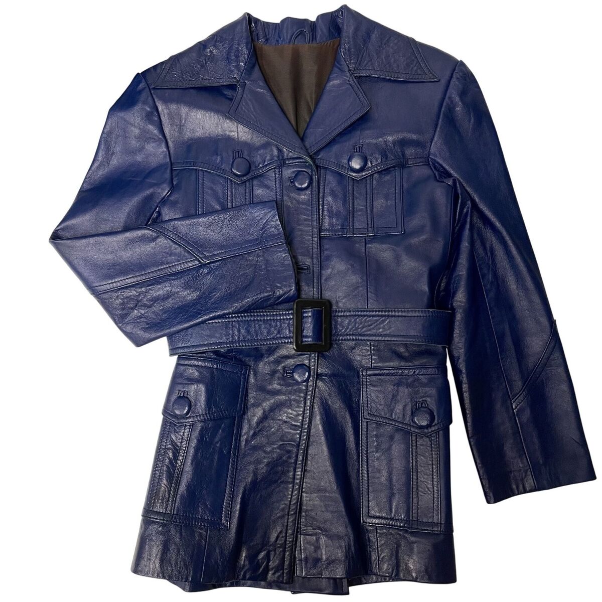 Vtg 70's MoD VIOLET ROYAL Blue Leather Belted Cowboy Western Vtg 70's MoD VIOLET ROYAL Blue Leather Belted Cowboy Western