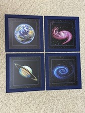 Framed Wall Art 4 Panels Space Planet Star Sky Pictures Astronomy Artwork