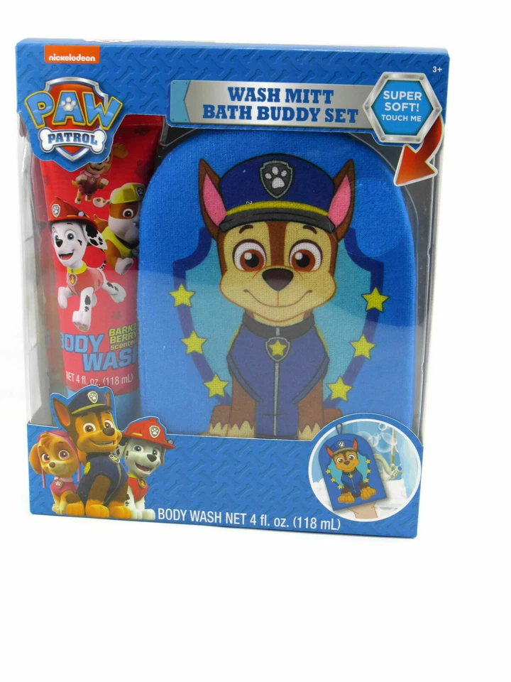 Nickelodeon, Paw Patrol Chase Kids Wash Mitt + Body Wash | Juego de regalo Bath Buddy Foto 3 de 3