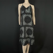 Zara Black White Bandana Print Sleeveless Midi Slip Tank Dress Women's Medium