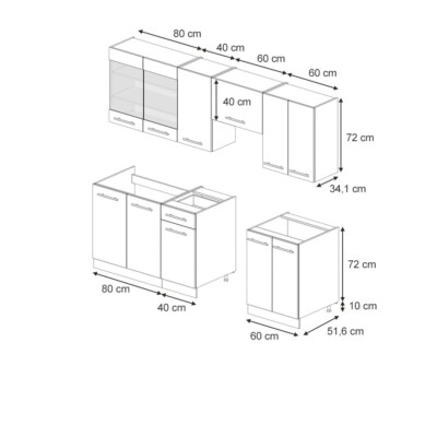 Cuisine intégré Fame-Line Single style rustique 240 cm blanc vert or Vicco