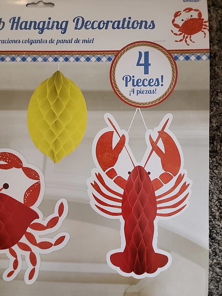 Decoraciones colgantes de panal cangrejo langosta 4 piezas 3 tamaños océano náutico Foto 3 de 4