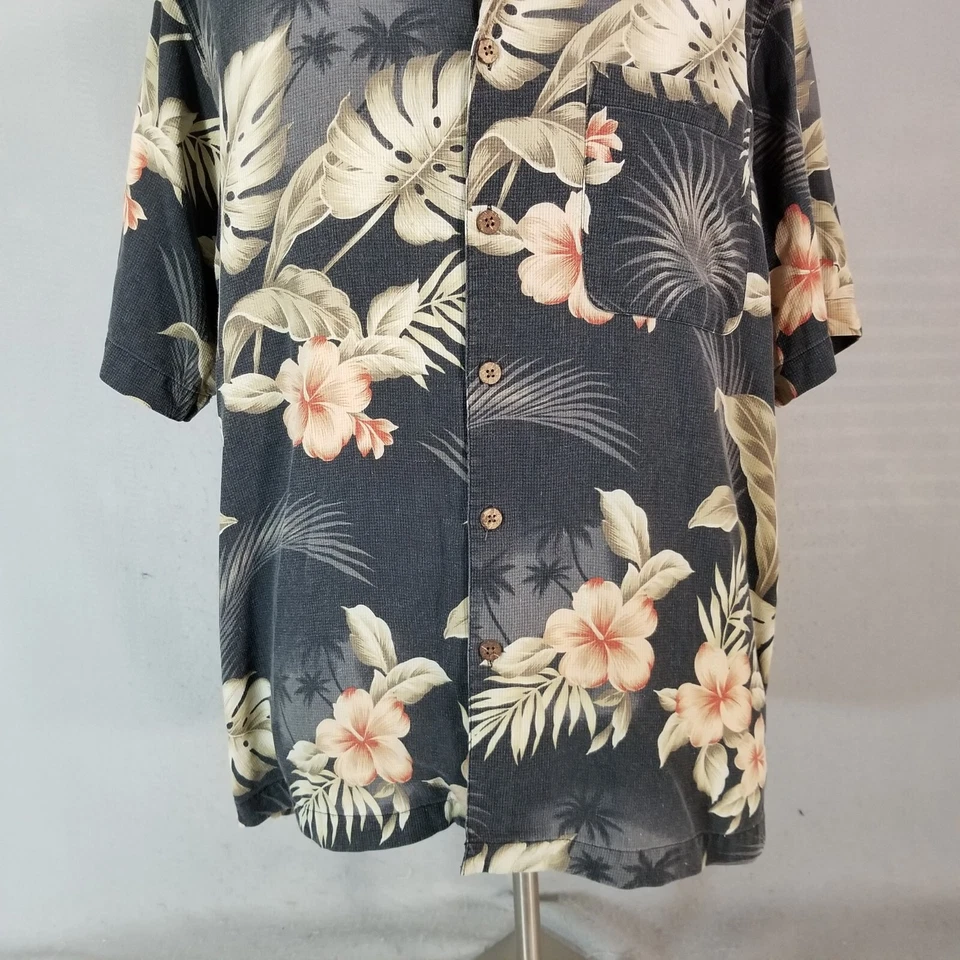Boca classics shirt mens large gray Floral short sleeve silk Hawaiian Aloha Tiki - Image 3 of 4
