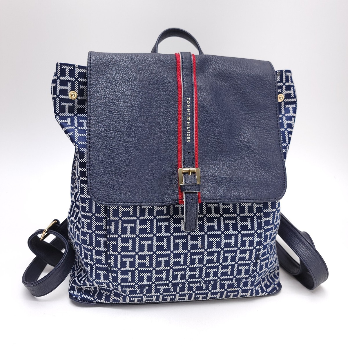 Tommy Hilfiger Backpack Purse Bag Navy Blue Red Tote 
