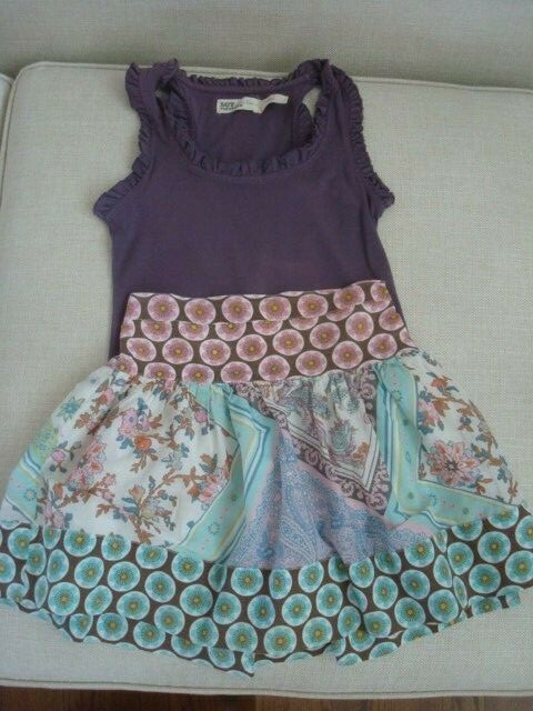 Boutique Mimi&Maggie Pink,AquaFull Skirt, Peek Purple Ruffle Top-Girls sz4