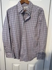 Lucky Brand Dress Shirt Mens Medium 15-15.5/32-33 Blue Check Slim Fit