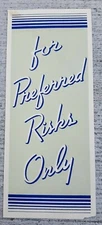 Vintage HERCULES Life Insurance Sears owned "For Preferred Risks only" pamphlet