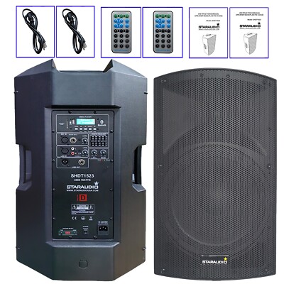 Pair 15 Inch Powered Speakers 4000W Active Speaker Bluetooth PA