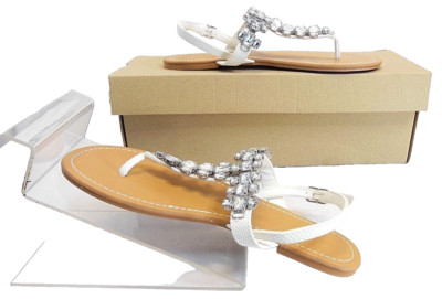 Miss Selfridge Damen Sandalen Eli Weiß Dekosteine Riemchen EUR 38