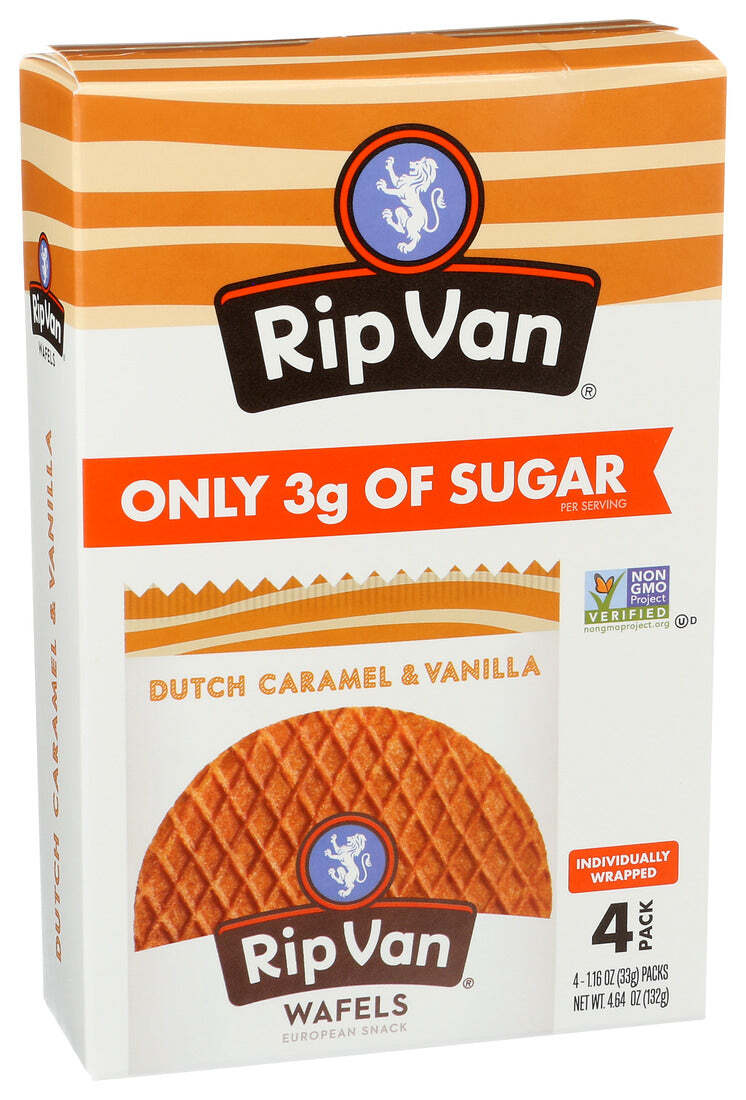 Голландские вафли с карамелью и ванилью Rip Van Wafels, 4,64 унции.