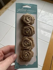 Jolee's Boutique Burlap Flower Scrapbooking Stickers New Set of 4 Free Shipping