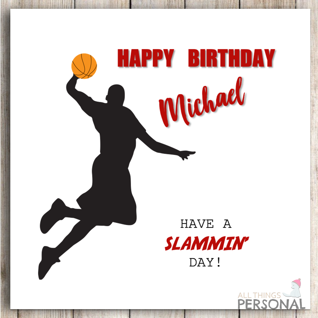 Personalised Basketball Birthday Card Grandson Son Brother Dad Uncle Nephew
