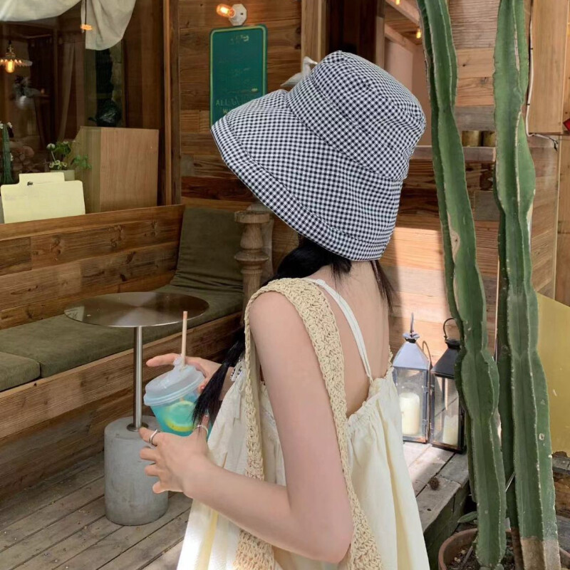 Chic Houndstooth Reversible Bucket Hat for Women TweedHoundstoothSuriAlpacaBuck  main image 4
