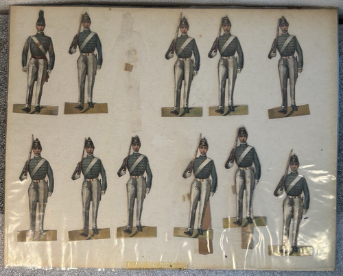 (1) ONE Set of Military Cowboys Indians Die Cast Cardboard Toy Figures 1950-60s - Picture 14 of 15