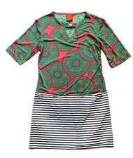 Tracy Negoshian Stripe Color Block Short Sleeve Shift Dress Size Small S