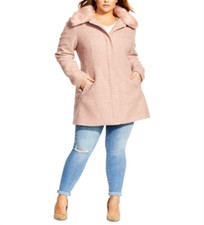 City Chic Trendy Plus Size Sweet Dreams Faux-fur-trim Coat Red Size 18w