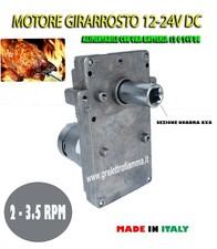 MOTORE MOTORIDUTTORE PER GIRARROSTO POTENTE 2-3,5RPM 12/24V DC BARBECUE ASTA SPI