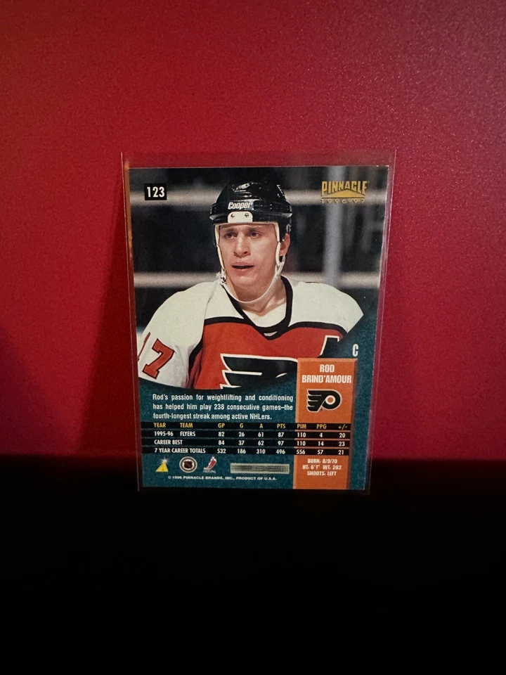 1996-97 Pinnacle Rod Brind'Amour Philadelphia Flyers #123 - Image 2 of 2
