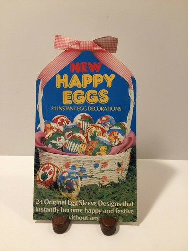 Vintage Happy Eggs 24 Instant Easter Egg Decorations Sleeves Wraps Bunny Chicks - Picture 6 of 8