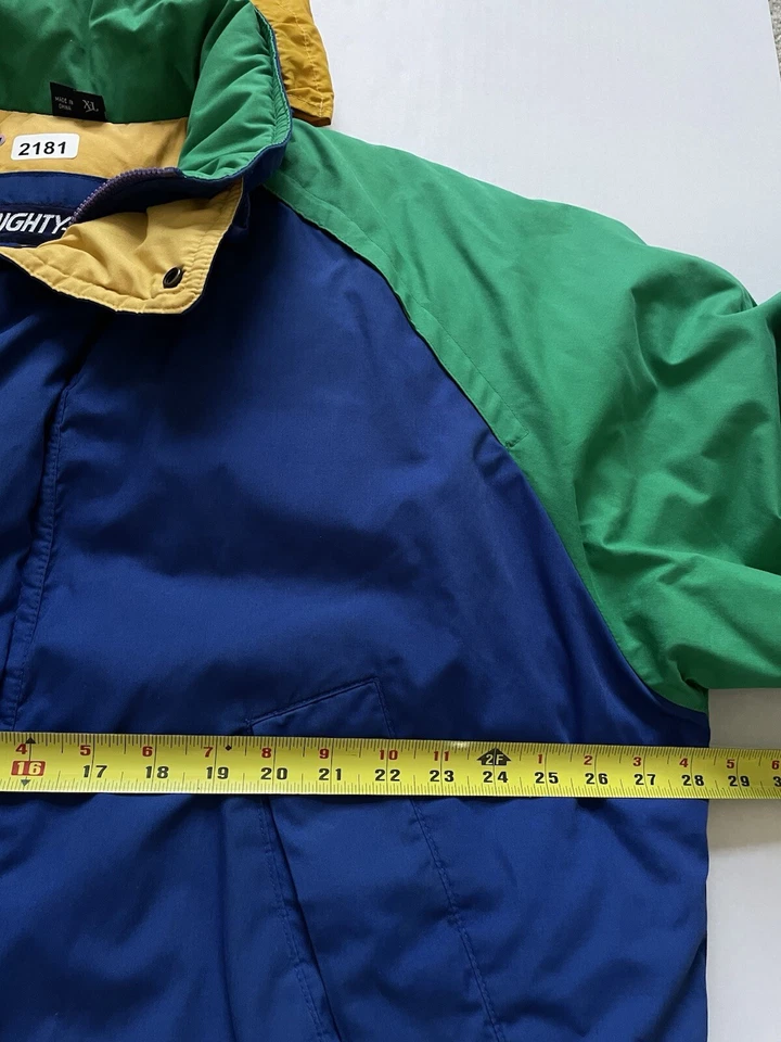 Винтажный Mighty Mac парка мужской XL Norsac вниз Colorblock пальто пуховик упаковочный капюшон - Изображение 3 из 4