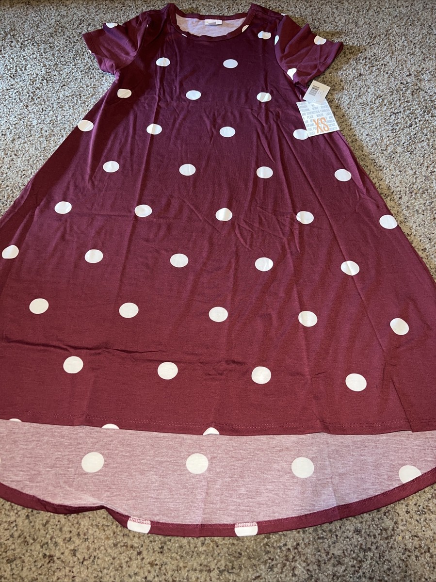 burgundy and white polka dot dress Lily Off Shoulder Polka Dot Evening Dress in Burgundy/White main image 0