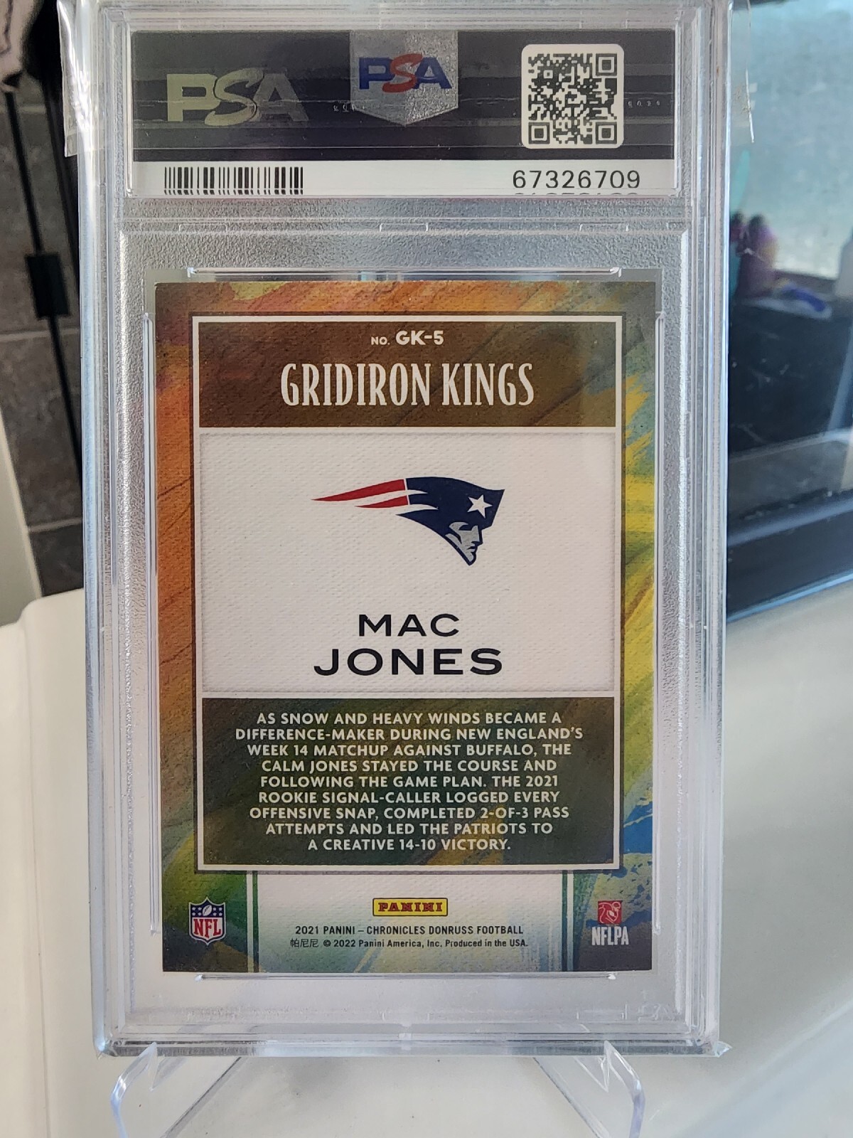 2021 Panini Chronicles Mac Jones Gridiron Kings RC PSA 9 Mint Patriots