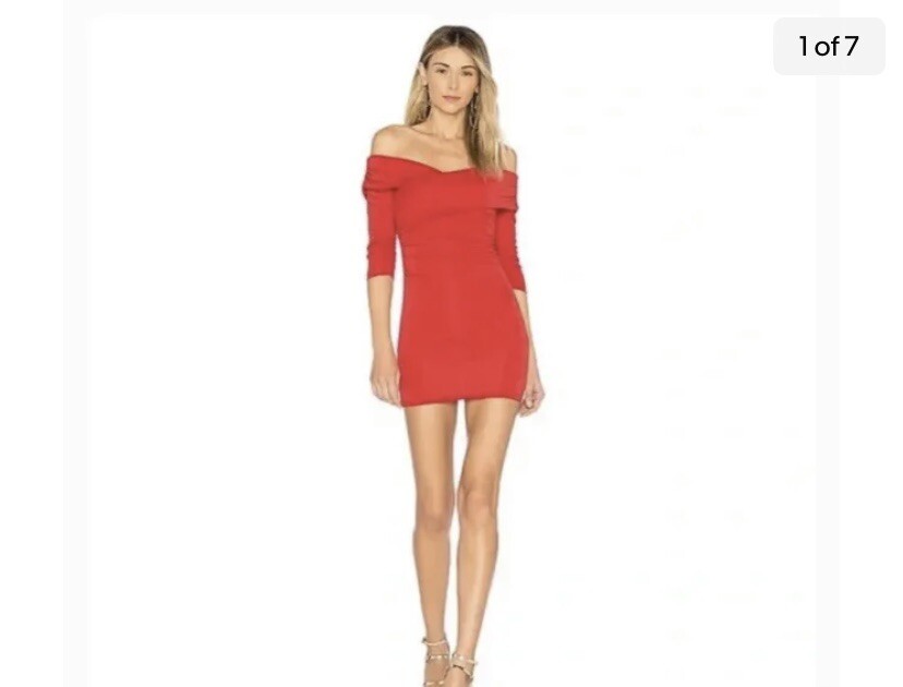 Revolve Majorelle Cypress Bodycon Dress Red Medium Holiday Off The Shoulder  | eBay