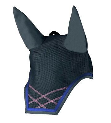 Horze FInley Ear Net Fly Veil Bonnet Full Horse Size Very Dark Blue