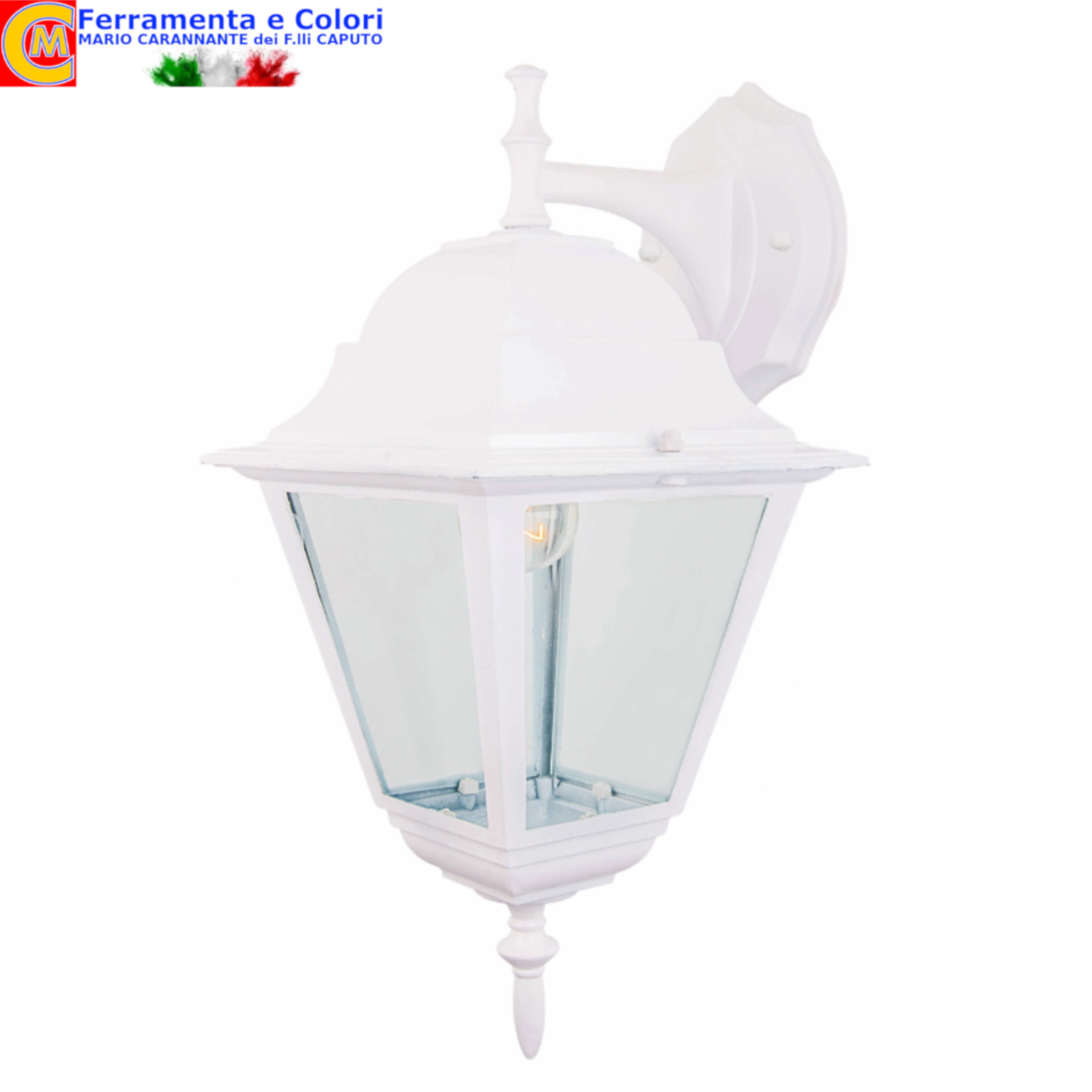 Lampada Parete Esterno Bianca Lanterna Alluminio Braccio Prezzo Offerta
