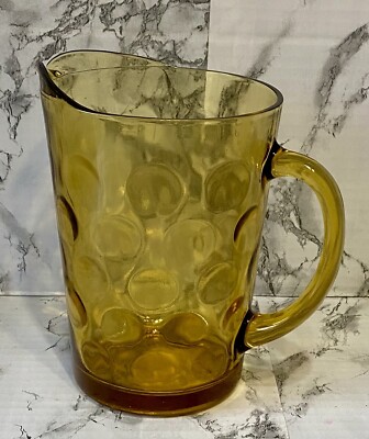 Vintage Hazel Atlas Eldorado Amber Thumbprint Pitcher Excellent!