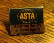 ASTA Lapel Pin - Vintage American Society Of Travel Agents Made In USA Badge Pin