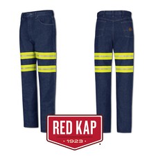Red Kap Hi Vis Jeans Enhanced Visibility Industrial Work Uniform Relaxed Fit