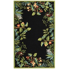 SAFAVIEH Tropical Palm Floral Hand-Hooked Wool Area Rug Black & Green Chelsea