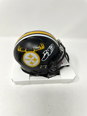 antlers football helmet BRETT KEISEL Pittsburgh Steelers SIGNED Antlers CUSTOM Mini HELMET w/ JSA  COA