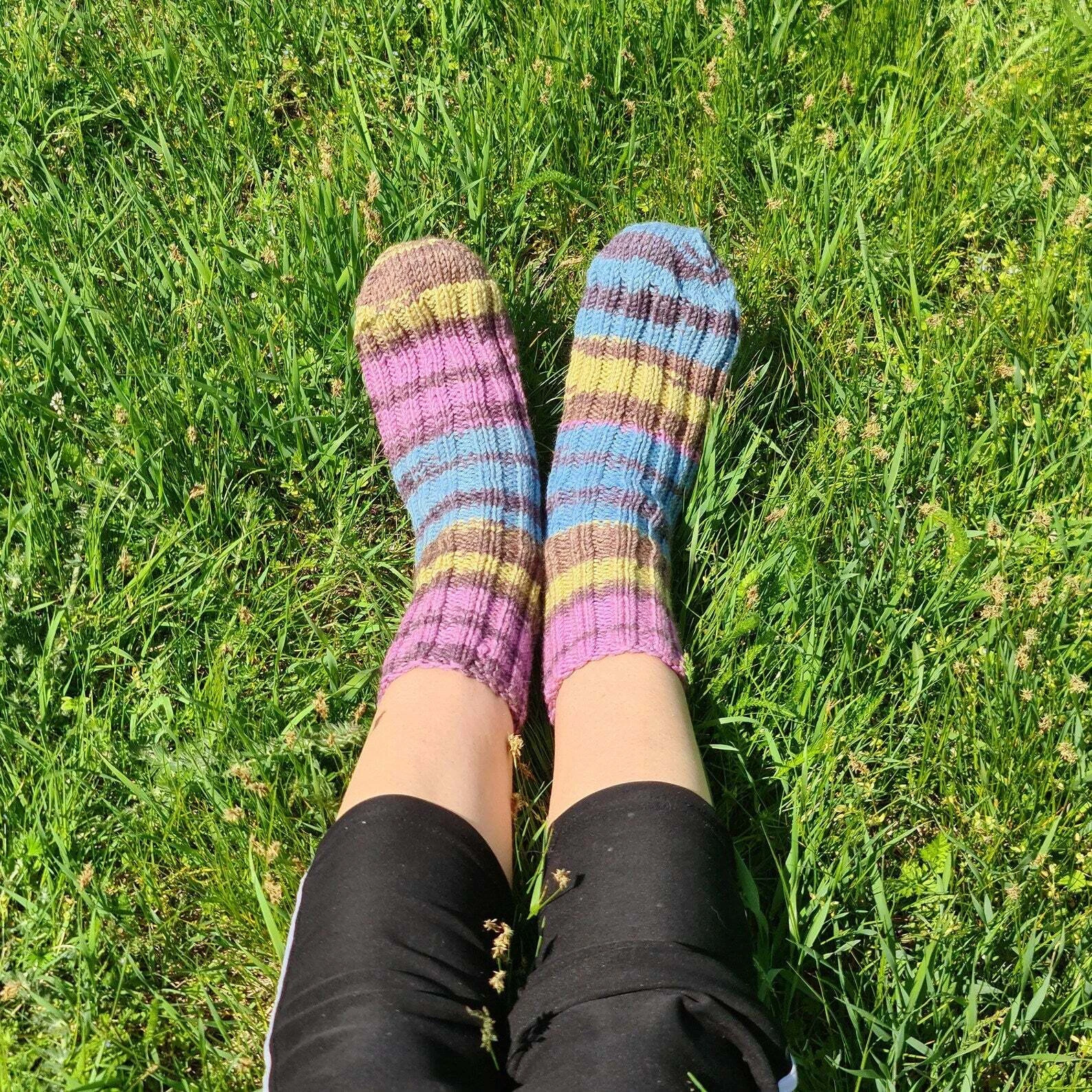 Mismatched Rainbow Wool-blend Striped Socks