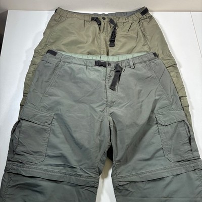 LOT OF 2 REI Convertible Cargo Pants XL 36x30 Green Gray Zip Off Hiking UPF 50+