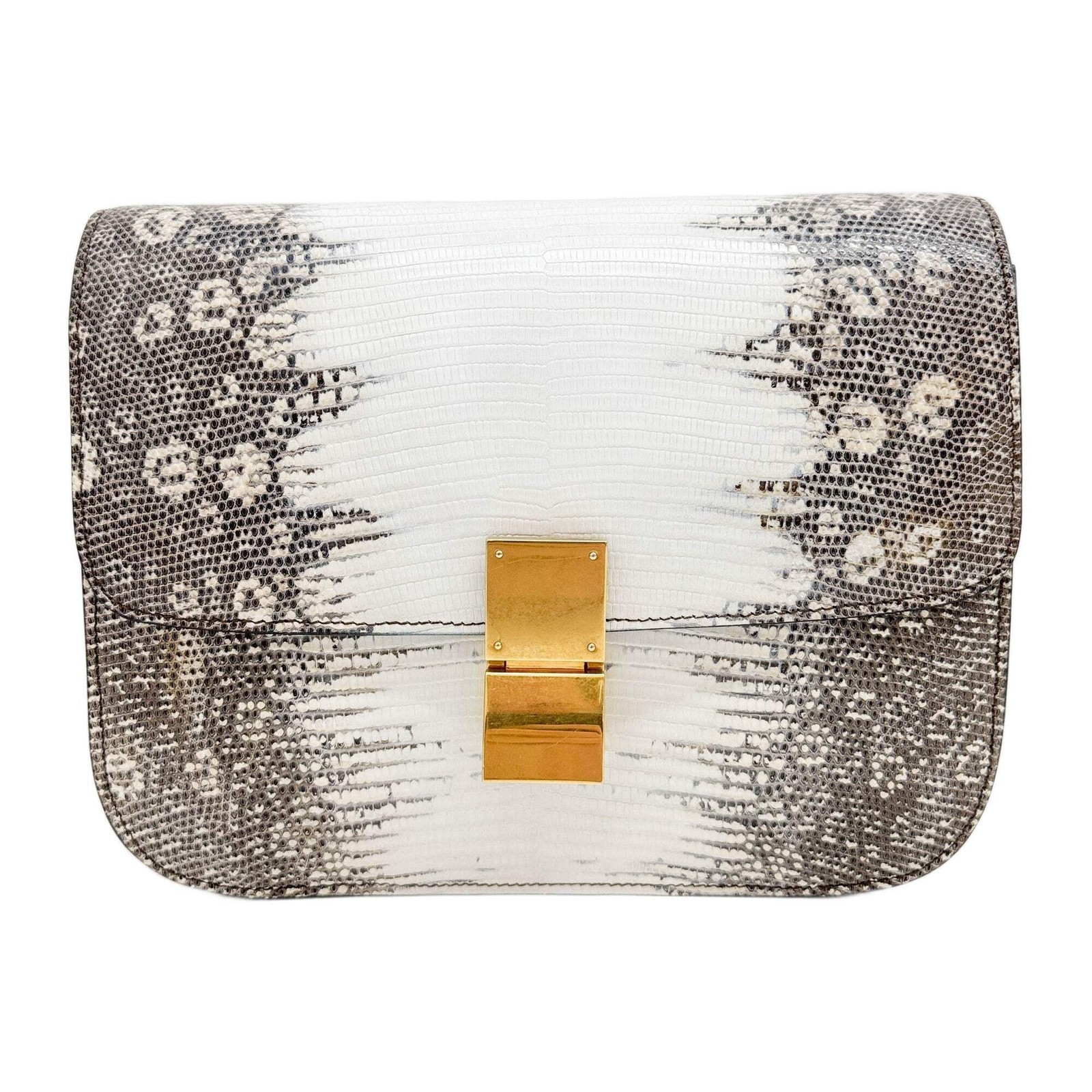 CELINE Box Bag White Python Embossed Leather Cros… - image 1