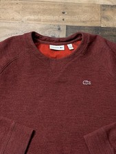 Lacoste Sweater Mens Medium Red Wool Blend Crewneck Pullover Logo Knit Casual