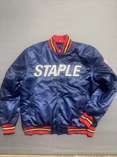 Staple Jacket Mens Bomber Snap Button Satin V...