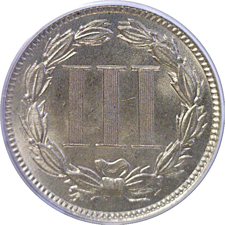 1880 3C Nickel Three Cent PCGS MS-64  CAC - Image 3 of 3